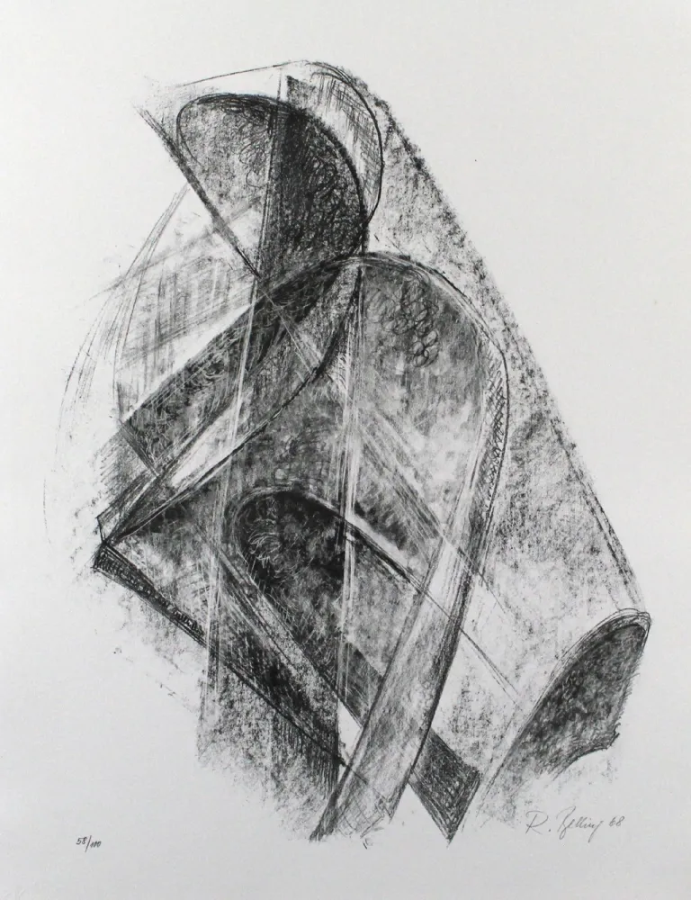 Lithografie Belling - Entwurf für eine Plastik