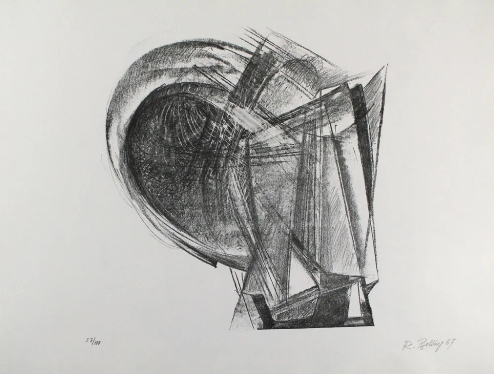 Lithografie Belling - Entwurf für Metallplatten und Draht II 