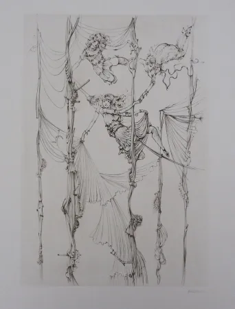 Ets En Aquatint Bellmer - Acrobates