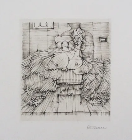 Ets En Aquatint Bellmer - Chaise Napoléon