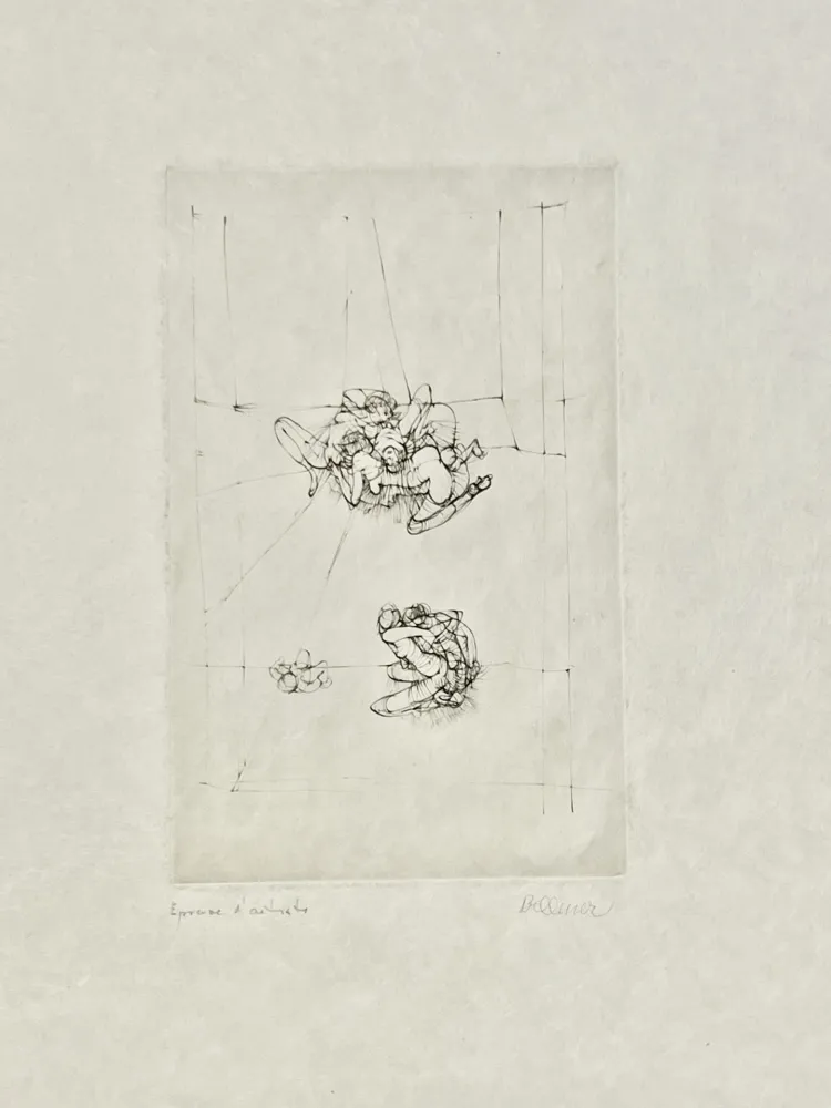 Geen Techniek Bellmer -  Eau-forte Couple, circa 1971 - Epreuve d'artiste sur papier de soie