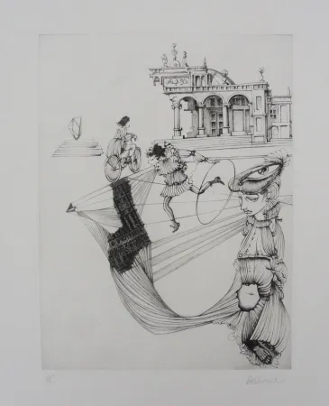 Ets En Aquatint Bellmer - Filles et cerceau