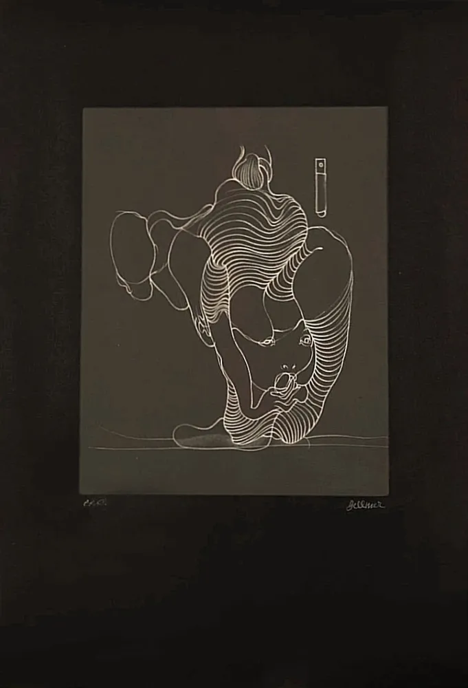 Ets Bellmer - Hans BELLMER (1902-1975) - Woman swallowing a snake, 1972. Hand-signed etching