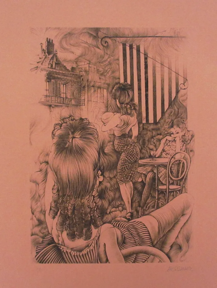 Ets En Aquatint Bellmer - Incendie à Marseille