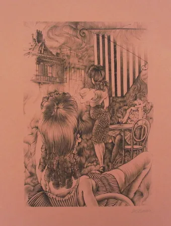 Ets En Aquatint Bellmer - Incendie à Marseille