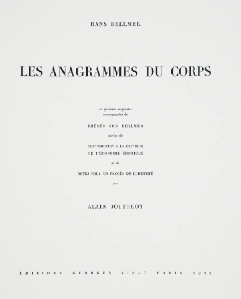 Geïllustreerd Boek Bellmer - Les Anagrammes du corps