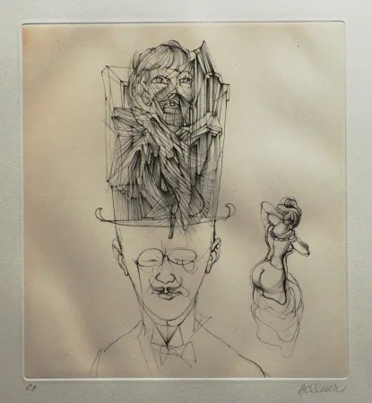 Ets En Aquatint Bellmer - L'homme au chapeau melon