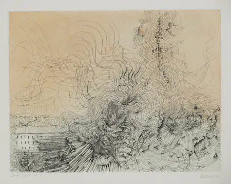 Ets En Aquatint Bellmer - L'incendie