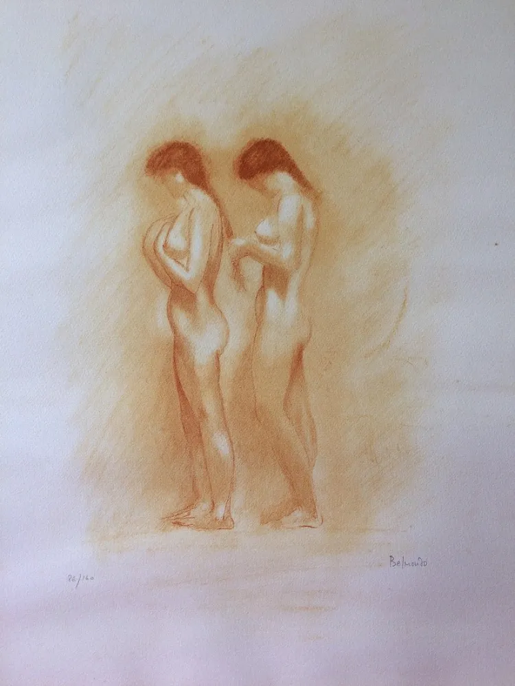 Lithografie Belmondo - Nus. Lithographie à la manière de la sanguine. 