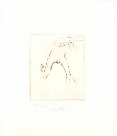 Ets En Aquatint Beuys - Schwurhand: Frau rennt weg mit Gehirn 