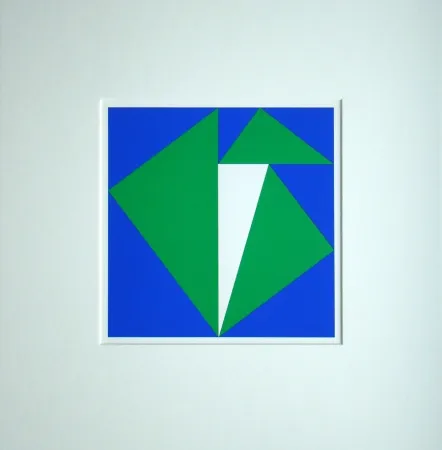 Zeefdruk Bill - Neun pythagoräische Dreiecke abweichendes Dreieck umschliessend