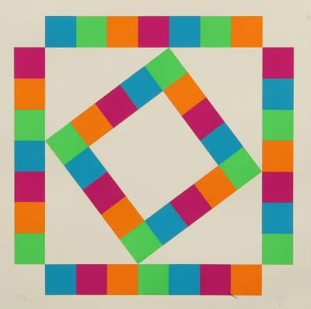 Lithografie Bill - ORGANIZATION OF 44 COLORED SQUARES - EXACTA FROM CONSTRUCTIVISM TO SYSTEMATIC ART 1918-1985