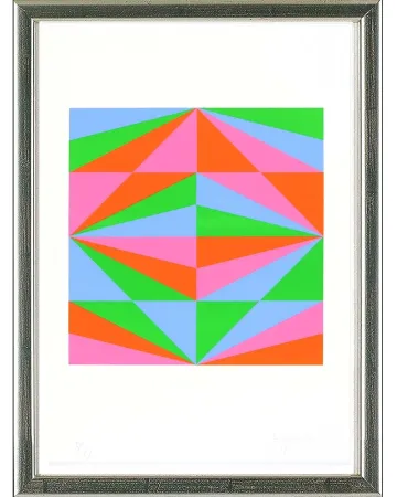 Zeefdruk Bill - O.T. (azurblau, grün, rosa, orange), 1965
