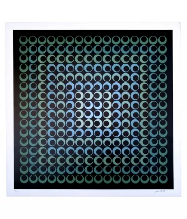 Zeefdruk Bird - Tribute to Vasarely