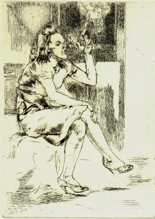 Ets Bishop - Girl Blowing Smoke Rings