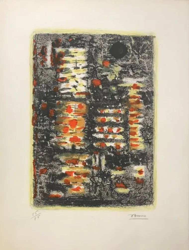 Lithografie Bissiere - Lumière dans la forêt 