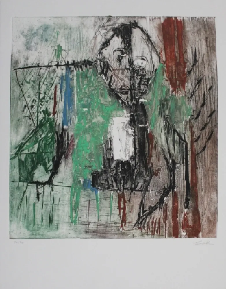 Ets En Aquatint Bissière - Tête au milieu des arbres / Head Amidst the Trees