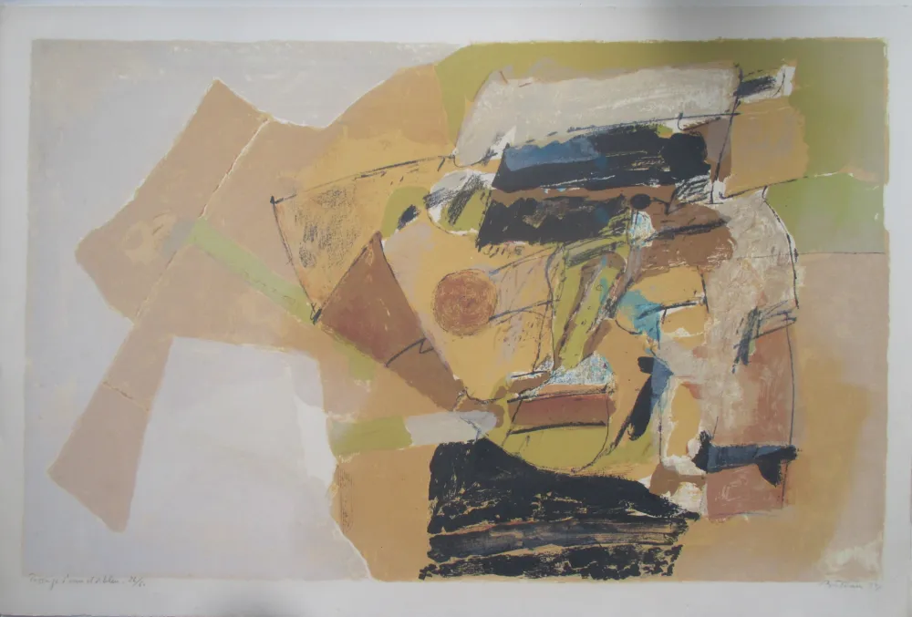 Lithografie Bitran - Passage d'ocre et de bleu