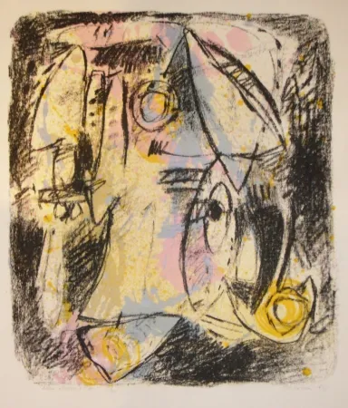 Lithografie Bitran - Rose et bleu d'été