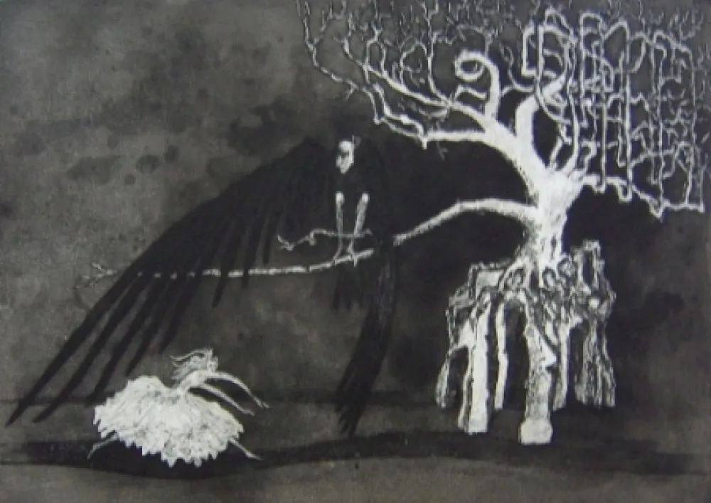 Aquatint Bo - The swan's lake 1