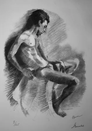 Lithografie Bonabel - Louis-Ferdinand Céline - NU MASCULIN / MALE NUDE - 1938