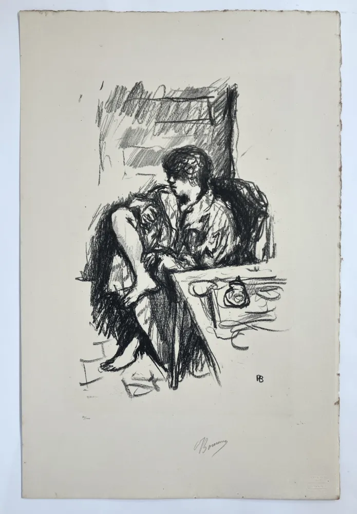 Lithografie Bonnard - Femme assise faisant sa toilette. 1925.