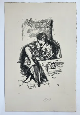 Lithografie Bonnard - Femme assise faisant sa toilette. 1925.