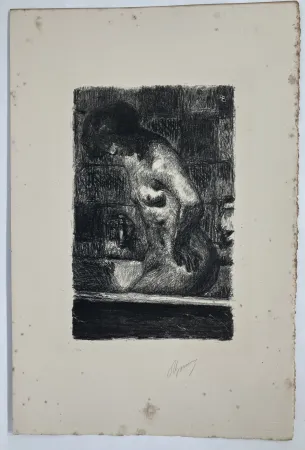 Lithografie Bonnard - Femme debout dans sa baignoire. 1925.