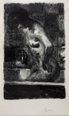 Lithografie Bonnard - Femme Nue Debout dans sa Baignoire