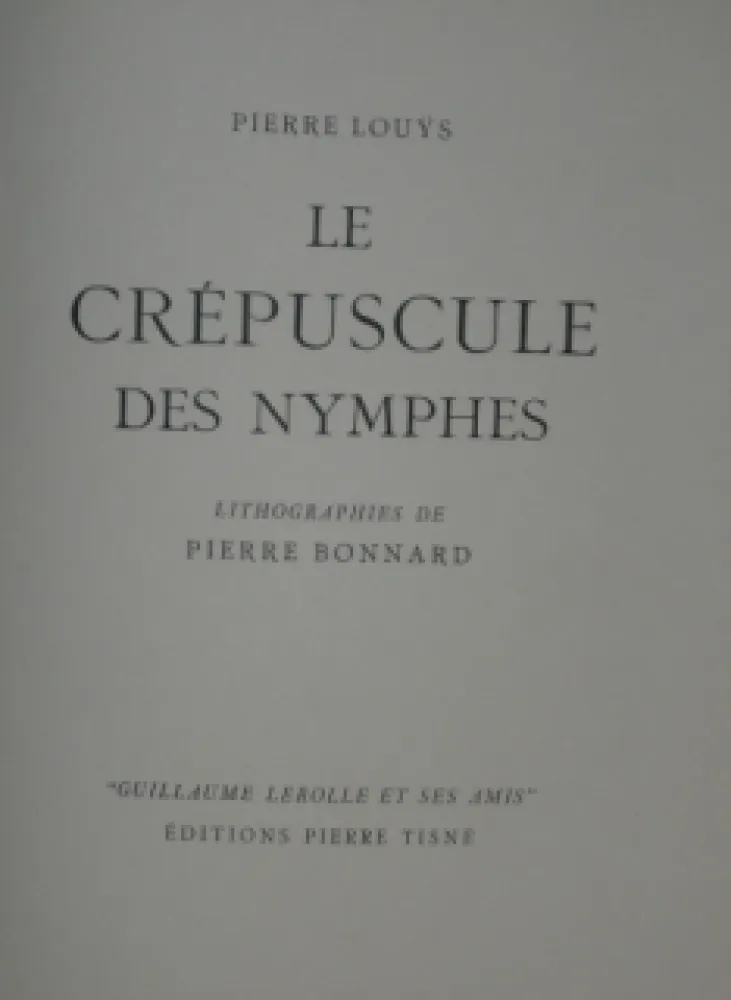 Geïllustreerd Boek Bonnard - LE CREPUSCULE DES NYMPHES
