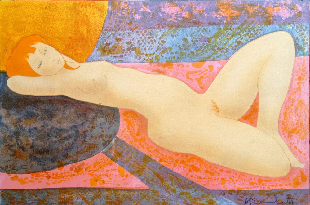 Lithografie Bonnefoit - Alain Bonnefoit - Nude 2, Chromolithograph on Arches paper, Hand signed, cca 70-80's