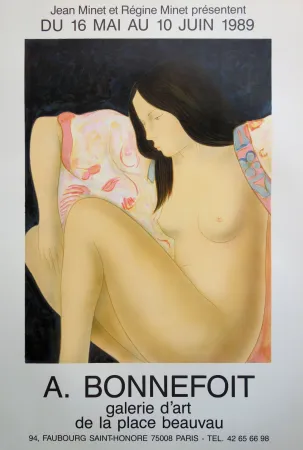 Lithografie Bonnefoit - Nu au kimono