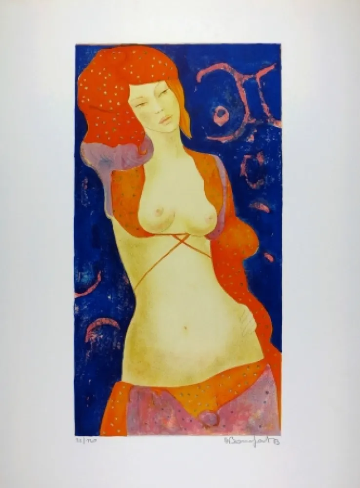 Lithografie Bonnefoit - Nu Orange / Orange Nude