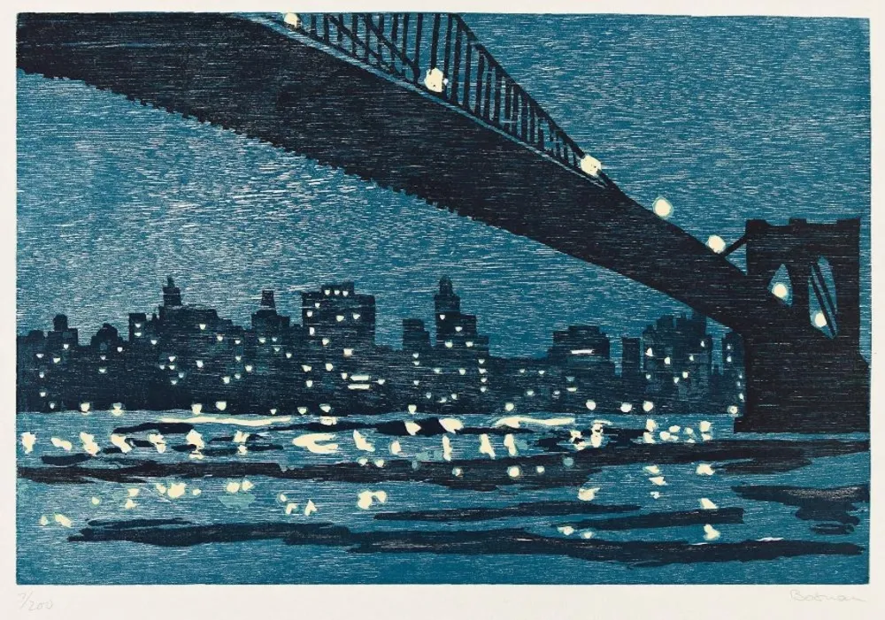 Houtsnede Bosman - Brooklyn Bridge
