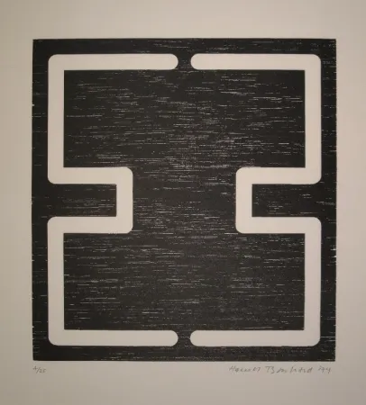 Houtsnede Bosshard - Liegendes H