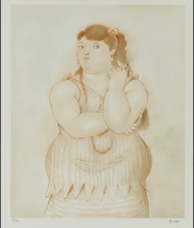 Lithografie Botero - Mujer fumando
