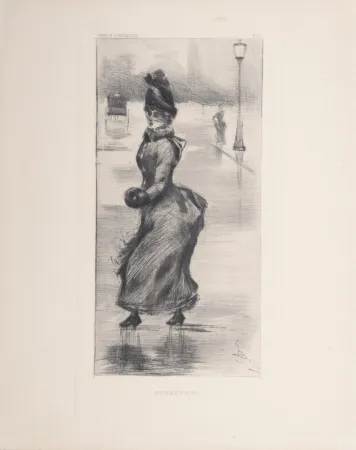 Droge Naald Boutet - Femme élégante, Promenade à Paris, c. 1890