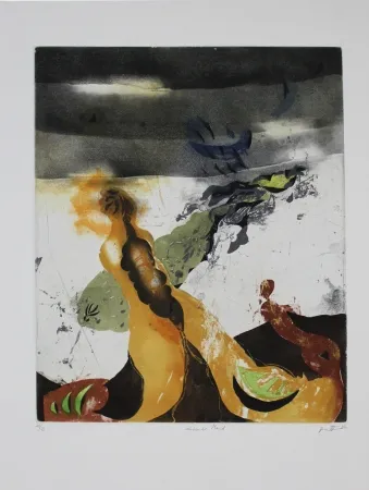 Ets En Aquatint Brandstätter - Sinkender Mond / Sinking World