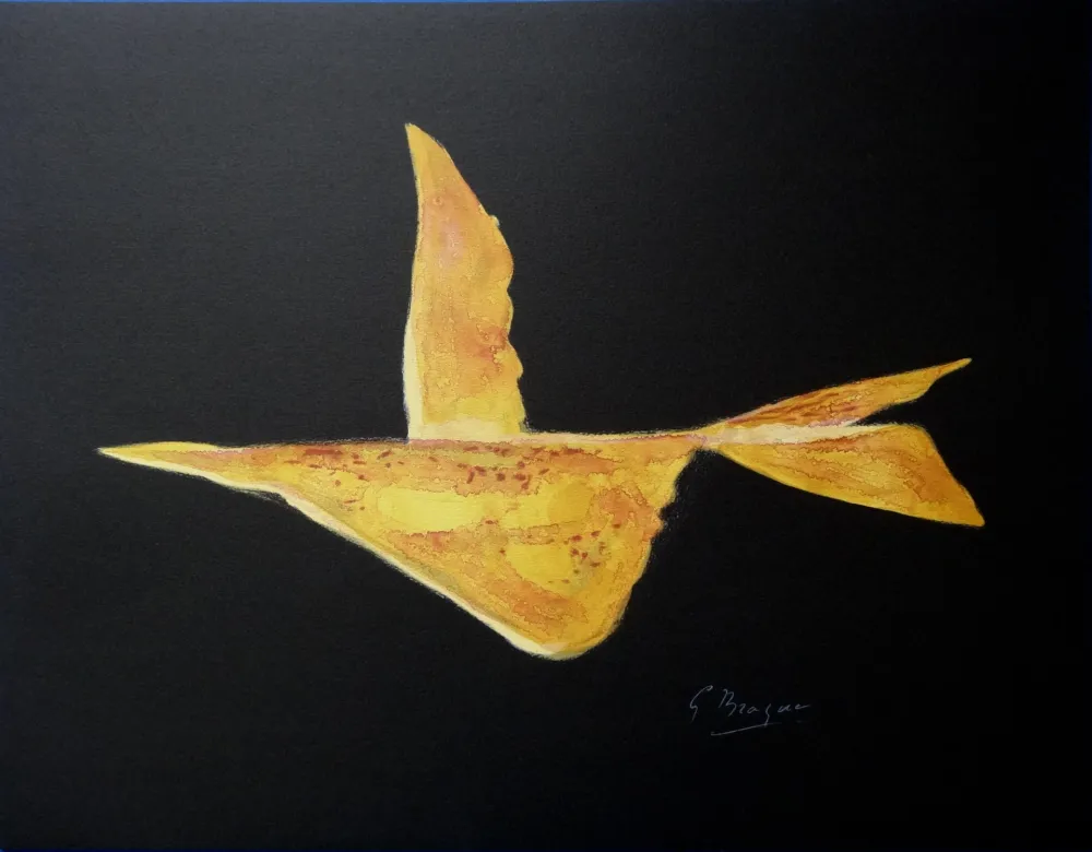 Lithografie Braque - Composition dorée