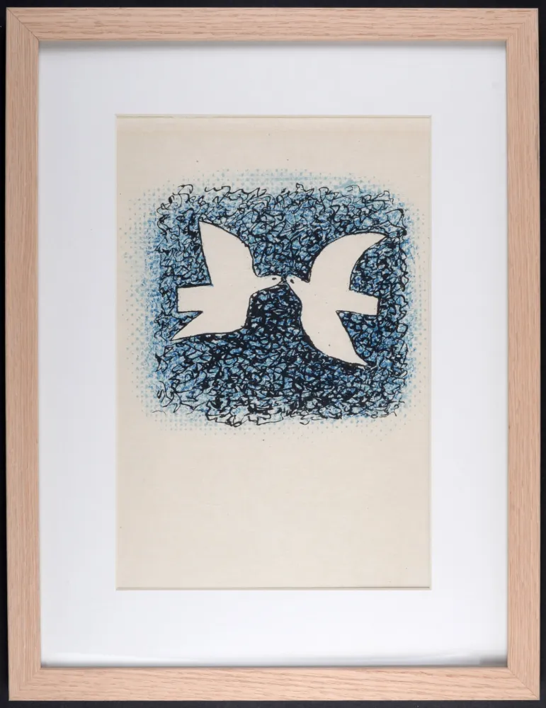 Lithografie Braque - Couple d'oiseaux, 1963 - Framed