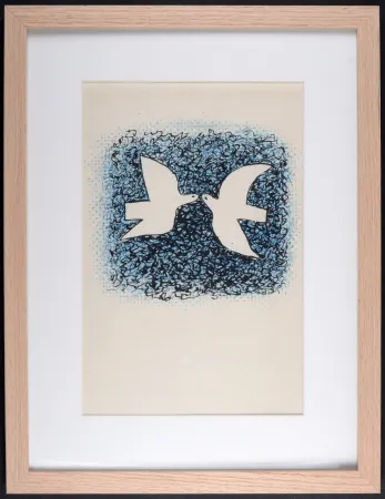 Lithografie Braque - Couple d'oiseaux, 1963 - Framed