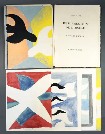 Geïllustreerd Boek Braque - F. Elgar. RÉSURRECTION DE L'OISEAU. 4 lithographies en couleurs de Braque avec suite sur Japon Nacré (1958)