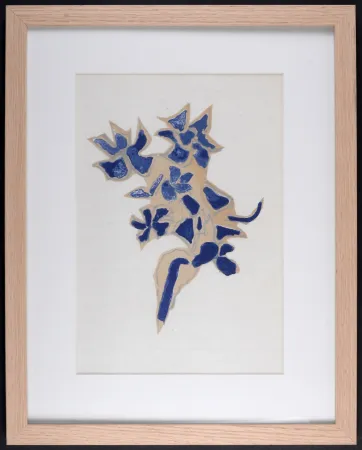 Lithografie Braque - Giroflée bleue, 1963 - Framed