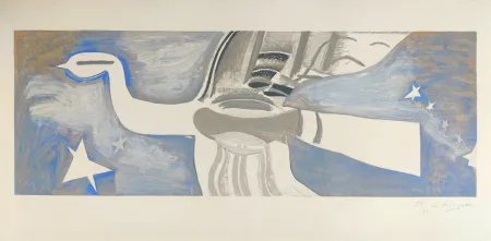 Lithografie Braque - Grand oiseau bleu 