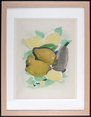 Lithografie Braque - Les Citrons, 1963 - Framed