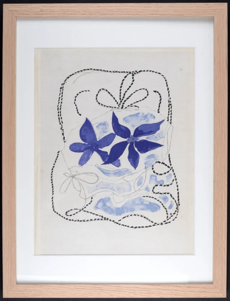 Lithografie Braque - Les Deux iris, 1963 - Framed