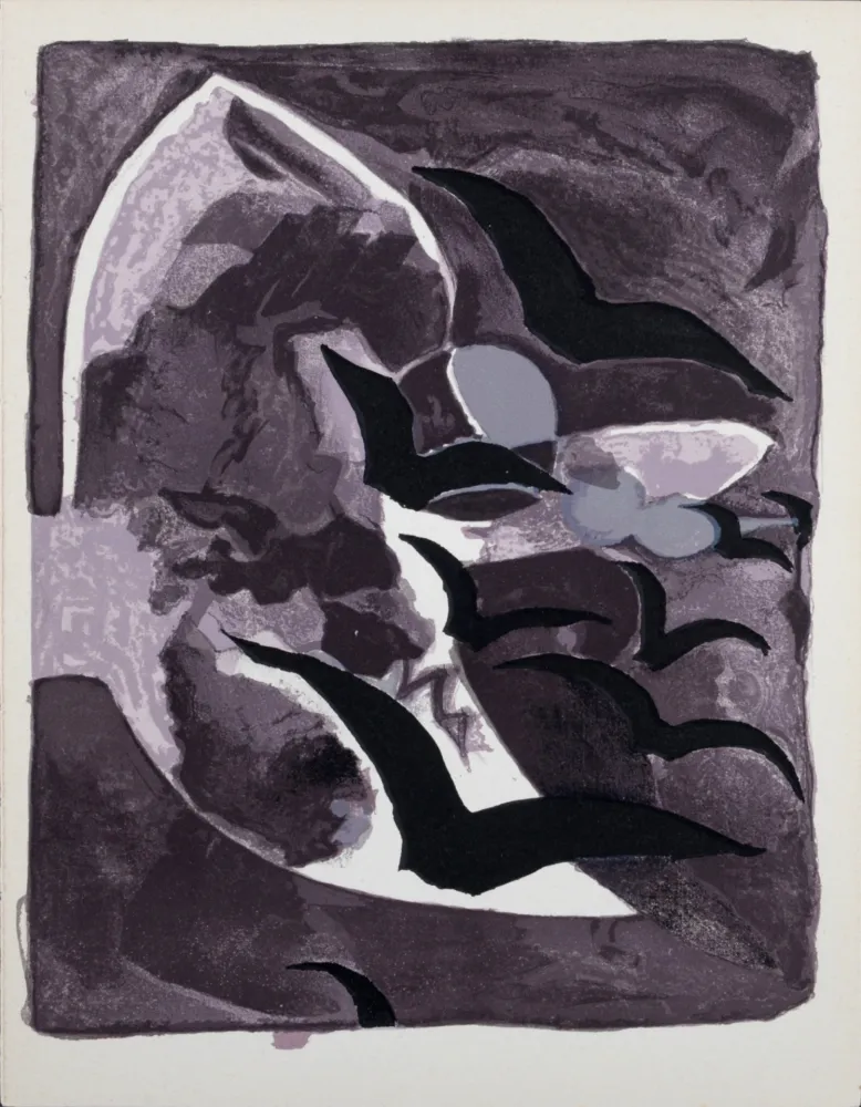 Lithografie Braque - Les Oiseaux de nuit, 1964.