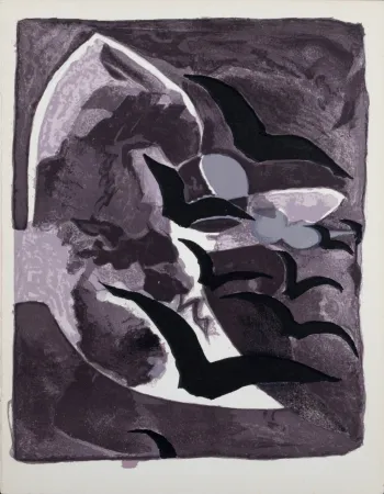 Lithografie Braque - Les Oiseaux de nuit, 1964.