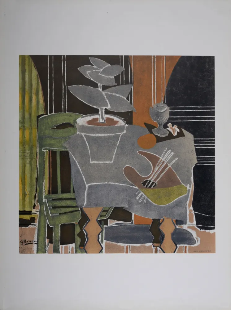 Lithografie Braque - Nature morte à la palette, 1960