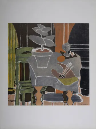 Lithografie Braque - Nature morte à la palette, 1960